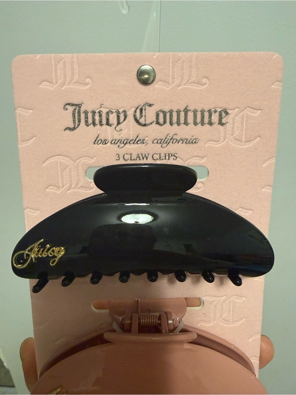 Juicy Couture 3-pack Claw Hair Clip Black Blush Pink, Burgandy - Picture 3 of 9